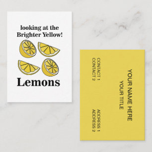 Zitronenfrucht mit Blick auf die hellgelben Zitron Visitenkarte