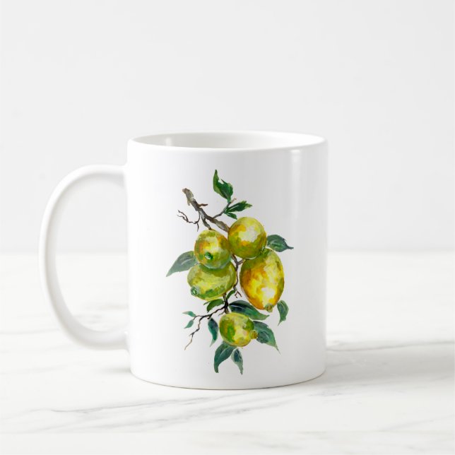 Zitronenfrüchte auf einem Baumzweig Wasserfarbe Kaffeetasse (Links)