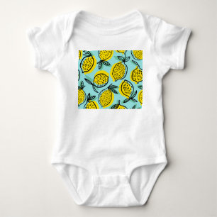 Zitronenfrüchte: Vintage Sommermuster. Baby Strampler