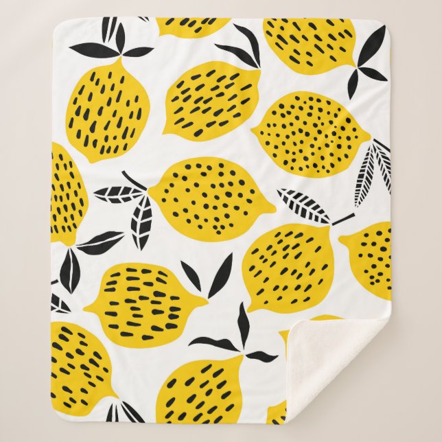 Zitronenfrüchte: Vintages, nahtloses Design. Sherpadecke (Vorderseite)