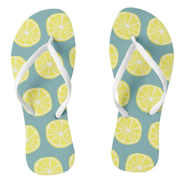 Zitronenfrüchte Zitrusfrüchte Sommer tropische Frü Flip Flops (Fußbett)