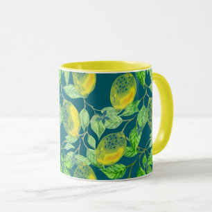 Zitronenfruchtmuster gelb Vintag Tasse