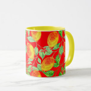 Zitronenfruchtmuster gelb Vintag Tasse