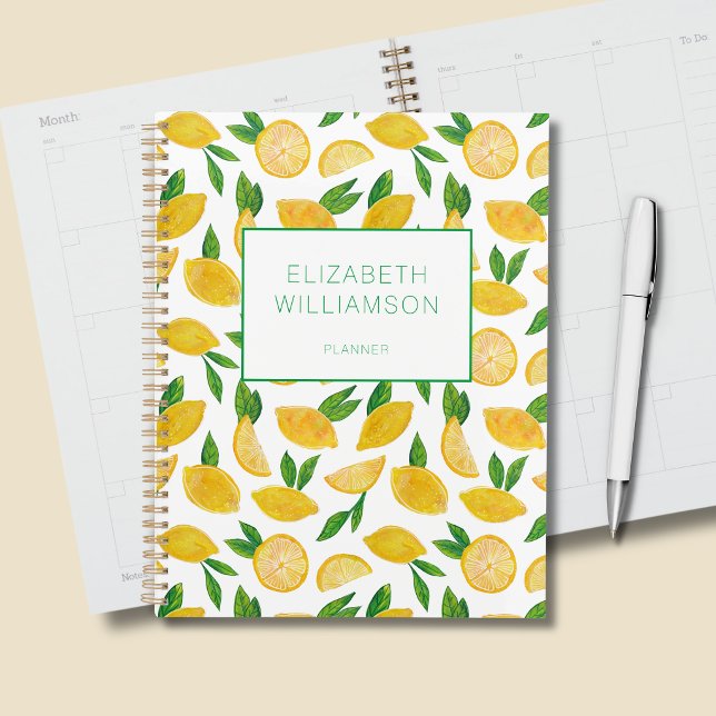 Zitronenfruchtmuster Planer (Citrus lemon personalized planner)