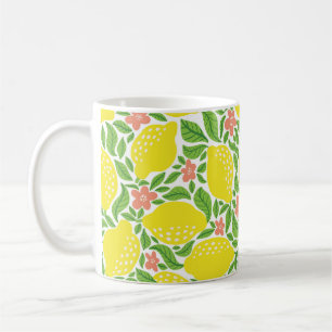 Zitronenfruchtmuster. Zitrusfrüchtepflücke Kaffeetasse