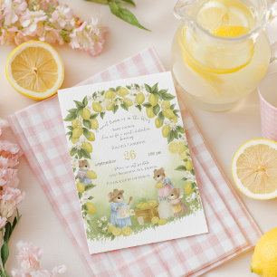 Zitronengarten mit Mäusen Babyparty Einladung