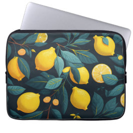 Zitronengarten-Muster. Gelbe tropische Zitrusfrüch Laptopschutzhülle