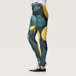 Zitronengarten-Muster. Gelbe tropische Zitrusfrüch Leggings