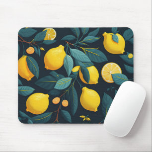 Zitronengarten-Muster. Gelbe tropische Zitrusfrüch Mousepad