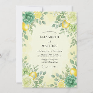 Zitronengelb Lebendige Zitrus Sommerhochzeit Einladung