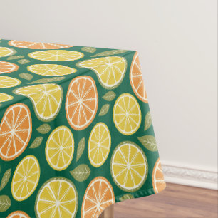 Zitronengelb orange Muster grün Tischdecke