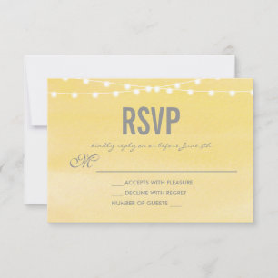 Zitronengelbe Aquarell-Lichterkette RSVP Karte