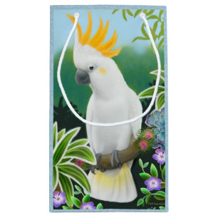 Zitronengelbe Cockatoo-Papageien-Geschenk-Tasche Kleine Geschenktüte