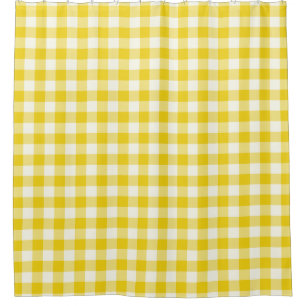 Zitronengelbe Gingham-Duschvorhänge Duschvorhang