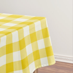 Zitronengelbe Gingham-Muster-Karo-Tischdecke Tischdecke