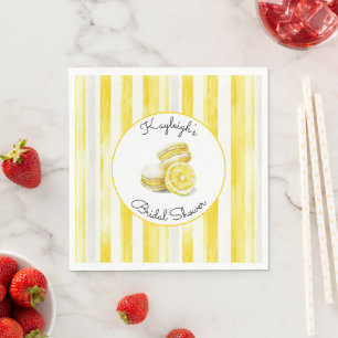 Zitronengelbe Streifen Macarons Brautparty Serviette