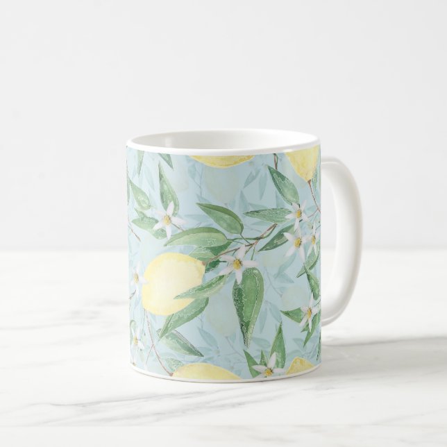 Zitronengelbe Zitrusfrüchte Kaffeetasse (VorderseiteRechts)