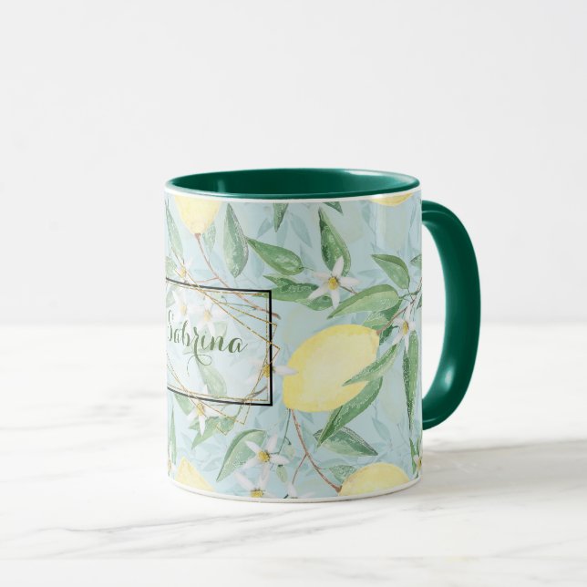 Zitronengelbe Zitrusfrüchte Tasse (VorderseiteRechts)