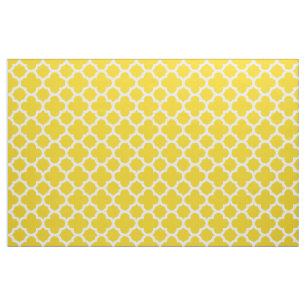 Zitronengelbes klassisches Quatrefoil Stoff