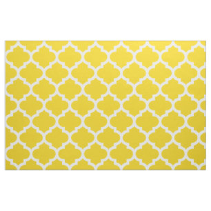 Zitronengelbes Marokkaner Quatrefoil Gitter-Gewebe Stoff