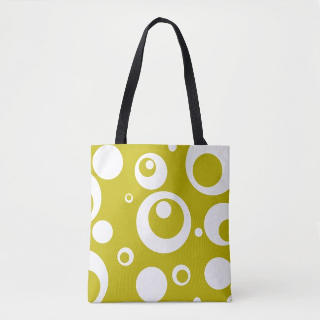Zitronengrün chartreuse grüne Bubble Dot Circle Ba Tasche (Vorderseite)