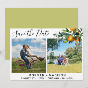 Zitronengrün Orangen Save the Date Foto Ankündigung