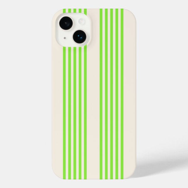 Zitronengrün und Beige, fünf Streifen iPhone 14 Plus Hülle (Rückseite)
