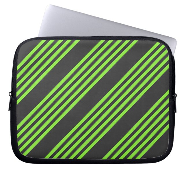 Zitronengrün und fünf Streifen Laptopschutzhülle (Vorderseite)