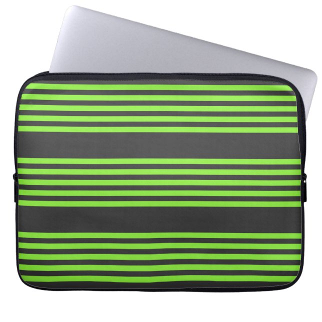 Zitronengrün und fünf Streifen Laptopschutzhülle (Vorderseite)