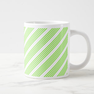 Zitronengrün und weiß, fünf Streifen Muster Jumbo-Tasse