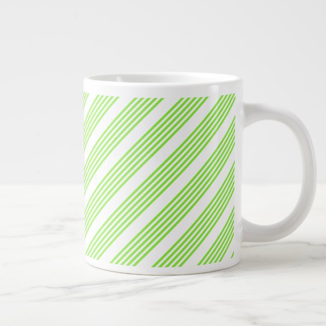 Zitronengrün und weiß, fünf Streifen Muster Jumbo-Tasse (Rechts)