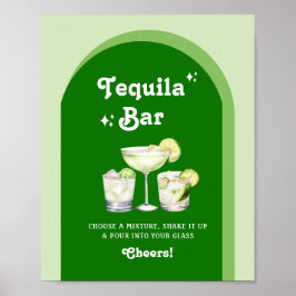 Zitronengrün Zitrus Retro Tequila Bar Poster