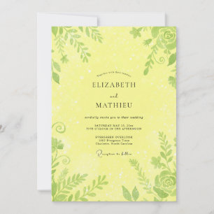 Zitronengrüne Blätterhochzeit Einladung