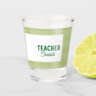 Zitronengrüne weiße Streifen Lehrer Professor Name Schnapsglas