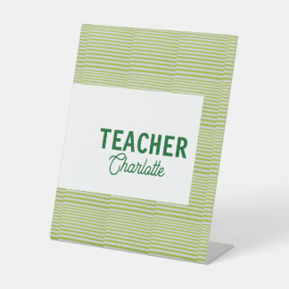 Zitronengrüne weiße Streifen Lehrer Professor Name Sockelschild