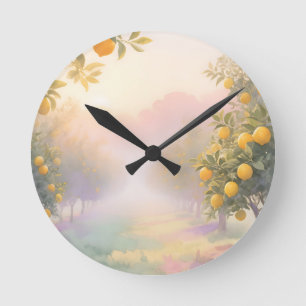 Zitronenhain-Aquarell Runde Wanduhr