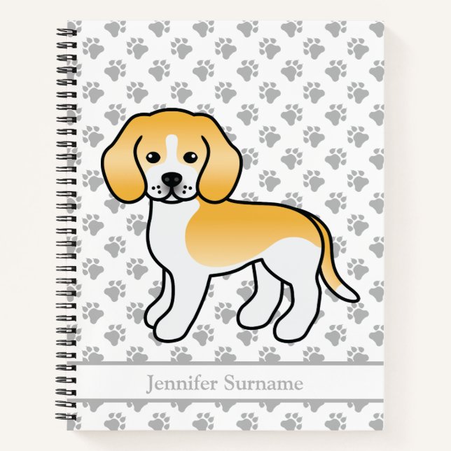 Zitronenhund und Weißer Beagle Niedlicher Cartoon- Notizbuch (Vorderseite)