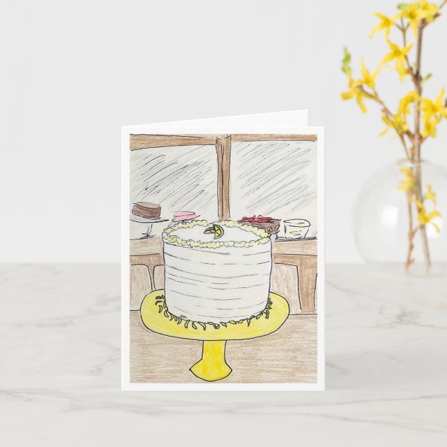 Zitronenkuchen Geburtstag Karte (Gelbe Blume)