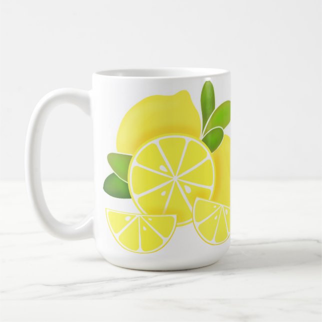 Zitronenlemonen-Zitronenscheiben tropische gelbe F Kaffeetasse (Links)