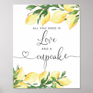 Zitronenliebe und Cupcake-Brautparty-Schild Poster