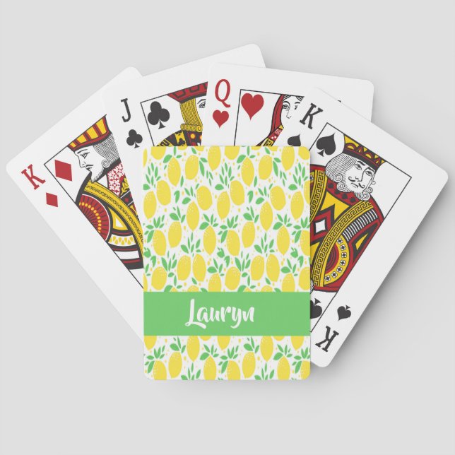 Zitronenmuster des individuellen Namens Spielkarten (Rückseite)