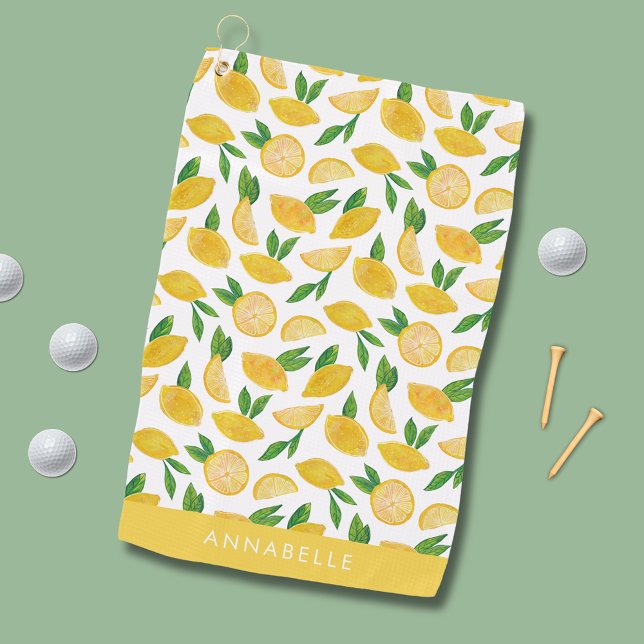 Zitronenmuster Golfhandtuch (Lemon pattern personalized golf towel)