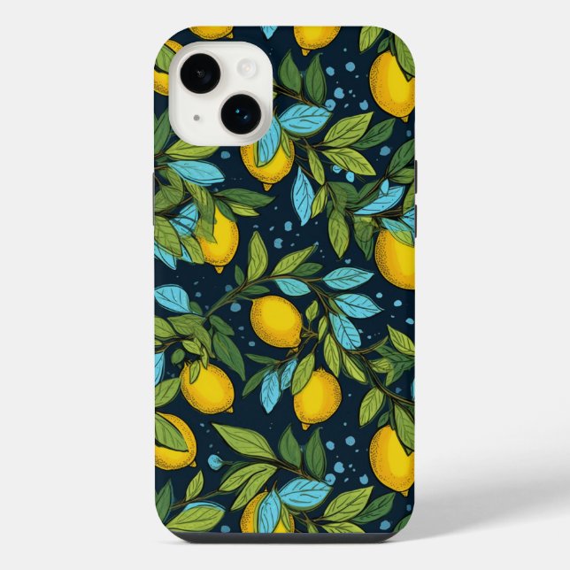 Zitronenmuster iPhone 14 Plus Hülle (Rückseite)