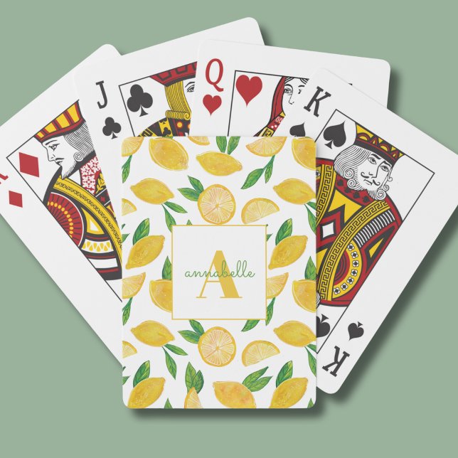 Zitronenmuster Spielkarten (Citrus lemon pattern personalized playing cards)