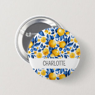 Zitronenmuster Tropische Frucht Personalisierter N Button