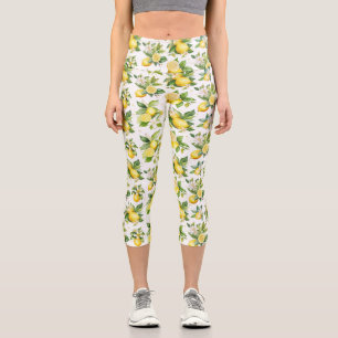 Zitronenmuster, Zitronen-Blume, Blätter, Zitrusfrü Capri Leggings
