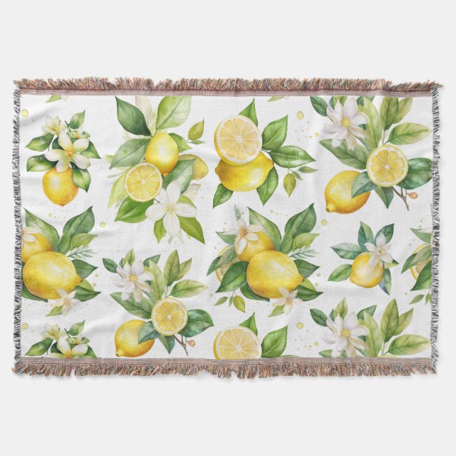 Zitronenmuster, Zitronen-Blume, Blätter, Zitrusfrü Decke (Vorderseite)