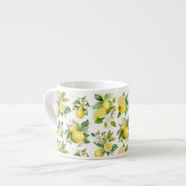 Zitronenmuster, Zitronen-Blume, Blätter, Zitrusfrü Espressotasse