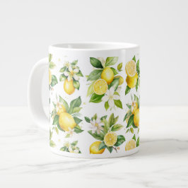 Zitronenmuster, Zitronen-Blume, Blätter, Zitrusfrü Jumbo-Tasse