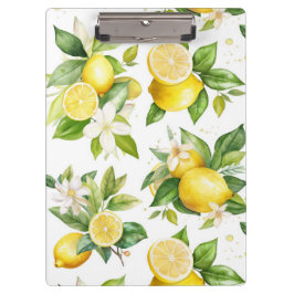 Zitronenmuster, Zitronen-Blume, Blätter, Zitrusfrü Klemmbrett
